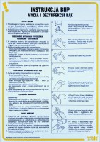 Tablica z instrukcjami dotyczącymi mycia i dezynfekcji rąk