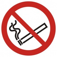 Znak ostrzegawczy: "Zakaz palenia tytoniu" - Solidna płyta PCV 10,5 cm x 10,5 cm
