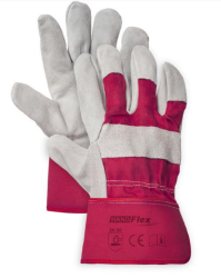 Rękawice HAND FLEX wzm.skórą dwoin. czerwona