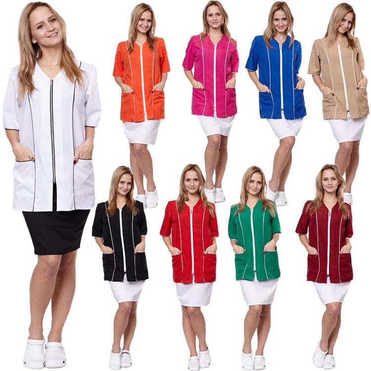 Fartuch damski DIANA z rękawem beżowy L-11771