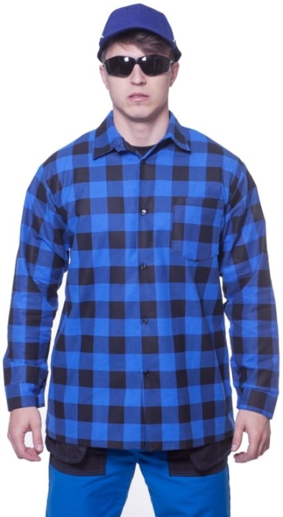 Koszula flanelowa niebieska - zdjęcie 4