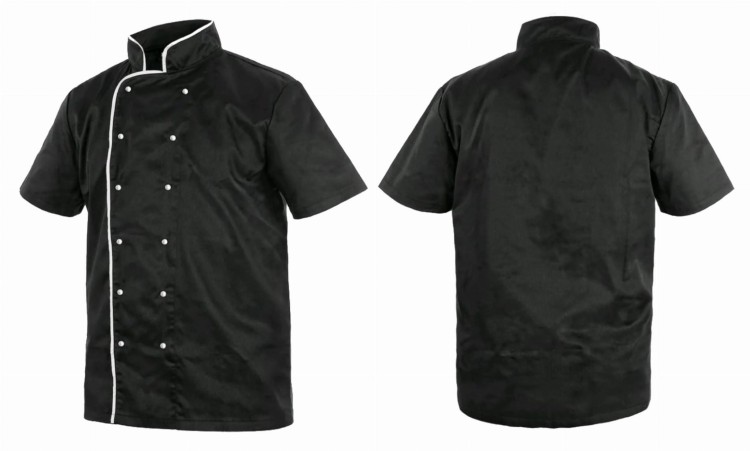 Czarna elegancka bluza kucharska dwurzędowa krótki rękaw CXS Chef
