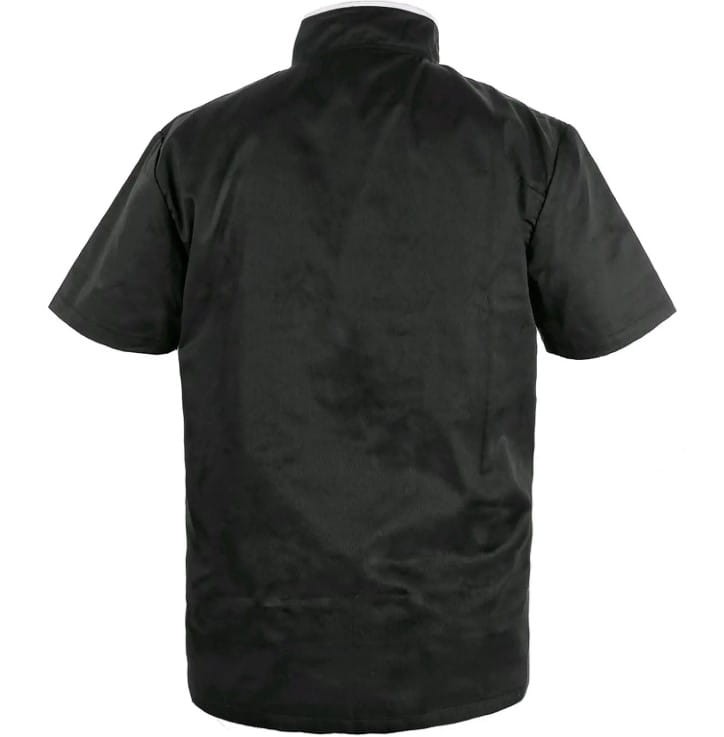 Czarna elegancka bluza kucharska dwurzędowa krótki rękaw CXS Chef - zdjęcie 3