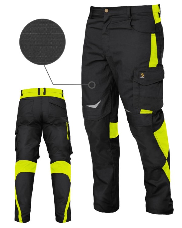 Spodnie robocze HELICON z 8 kieszeniami i elementami odblaskowymi