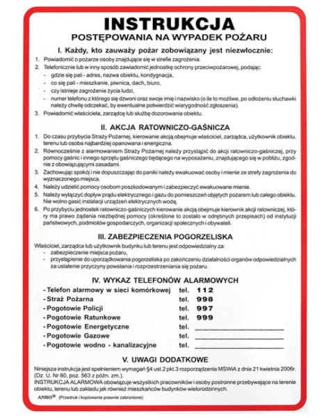 Znak Instr.Post.na Wypadek Pożaru Z-IP1-P-250x350 - zdjęcie 2