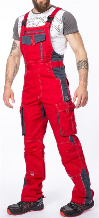 Spodnie robocze ogrodniczki VISION ARDON czerwone - zdjęcie 3