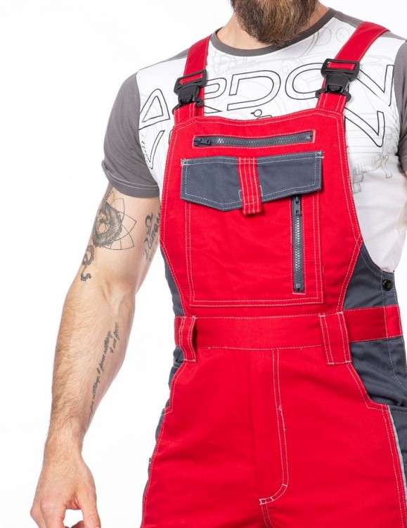 Spodnie robocze ogrodniczki VISION ARDON czerwone - zdjęcie 5