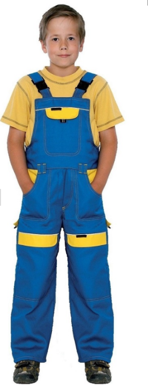 Spodnie ogrodniczki TREND dziecięce nieb-żółt - zdjęcie 7