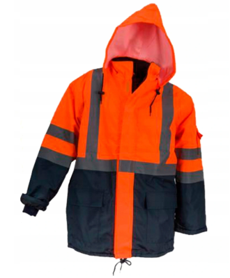 Długa zimowa kurtka ostrzegawcza Urgent powlekana wodoodpornym PU