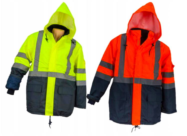 Długa zimowa kurtka ostrzegawcza Urgent powlekana wodoodpornym PU - zdjęcie 2