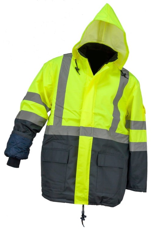 Długa zimowa kurtka ostrzegawcza Urgent powlekana wodoodpornym PU - zdjęcie 8