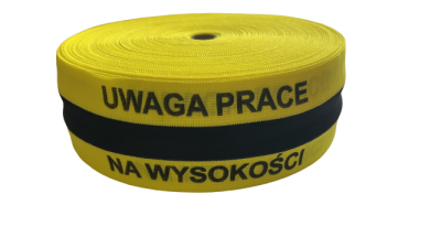 Taśma BHP ost żół/czar z nadr PRACE NA WYSOKOŚCI