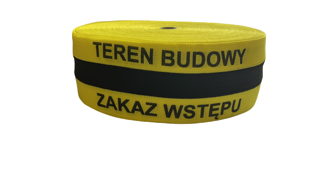 Taśma BHP ostrz.żół/czarny z nadruk TEREN BUDOWY