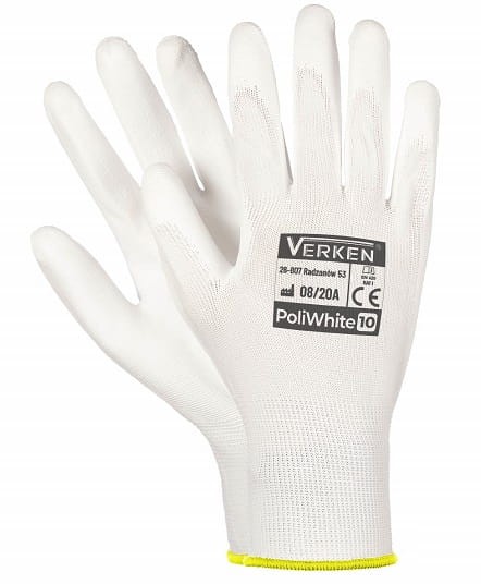 Rękawice robocze POLIWHITE poliuretan białe