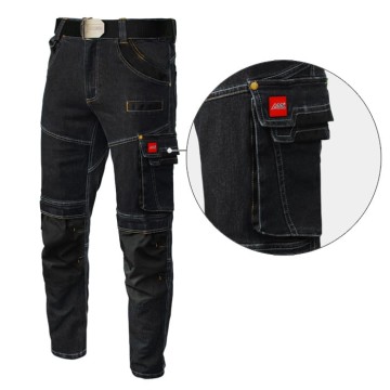 Spodnie robocze Jeans Stretch czarne - wyjątkowy wzór i doskonała funkcjonalność - zdjęcie 2