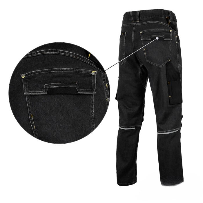 Spodnie robocze Jeans Stretch czarne - wyjątkowy wzór i doskonała funkcjonalność - zdjęcie 3