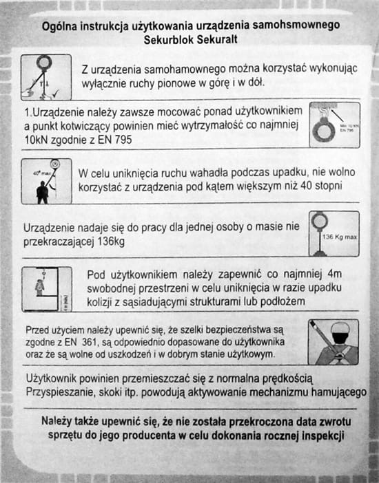 Urządzenie samohamowne ze stalową linką Irudek Sekurblok 7,5m ATEX - zdjęcie 2