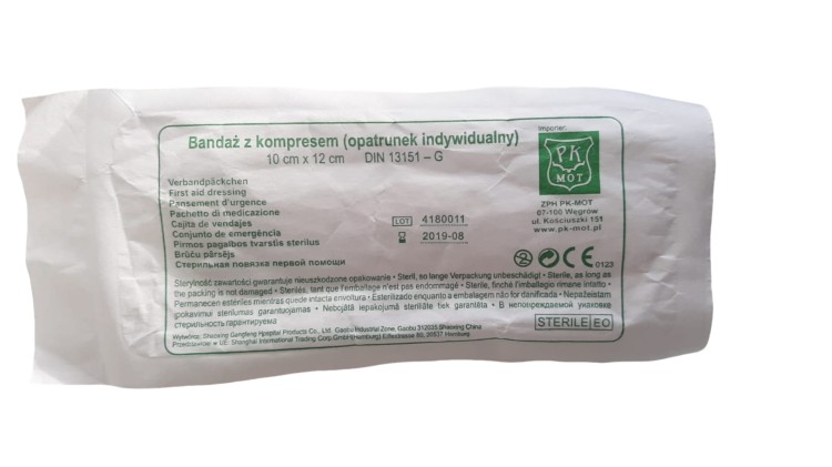 Bandaż z kompresem 10cmx12cm - opatrunek indywidualny - zdjęcie 3