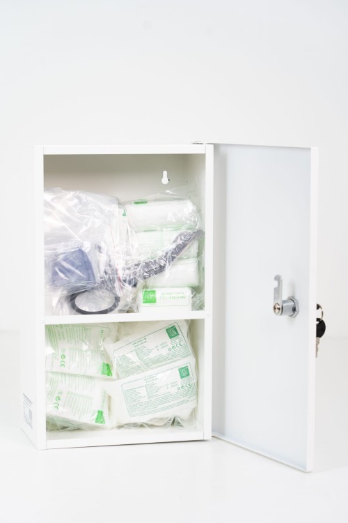 Apteczka Ścienna AS 40 z Dodatkowym Zestawem Plastrów Opatrunkowych - zdjęcie 3