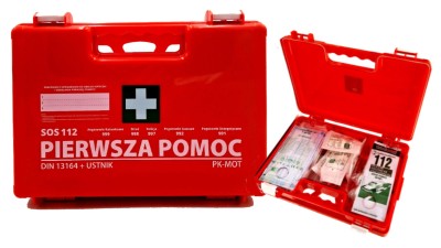 Apteczka K-13 DIN 13164 z wyposażeniem - do warsztatu, biura, magazynu, szkoły