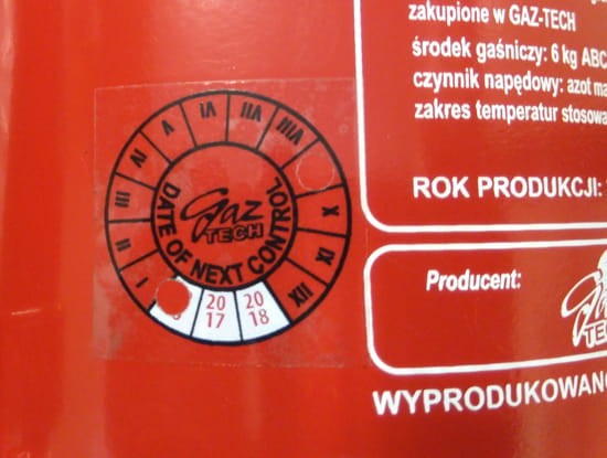 Gaśnica proszkowa 6kg ABC do ciężarówek GAZ-TECH ADR metalowa plomba - zdjęcie 3