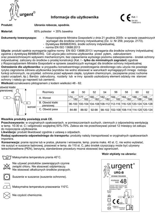 Grube wytrzymałe spodnie monterskie do pasa Urgent URG-B czarne 315g - zdjęcie 4
