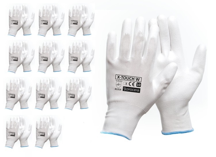 Rękawice robocze X-TOUCH WHITE poliuretan - zdjęcie 2