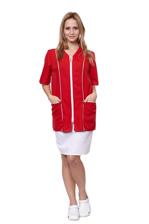 Fartuch damski DIANA z rękawem beżowy L-11763