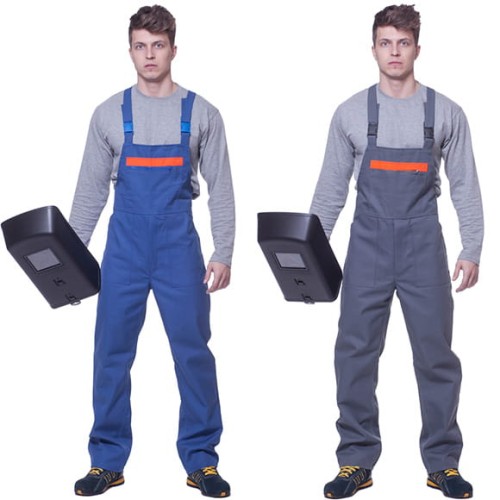 Spodnie robocze ogrodniczki z tkaniny trudnoplanej-1624